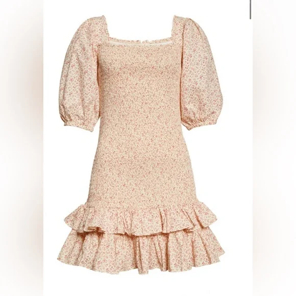 ByTiMo smocked floral puff sleeve dress size M - Picture 2 of 11